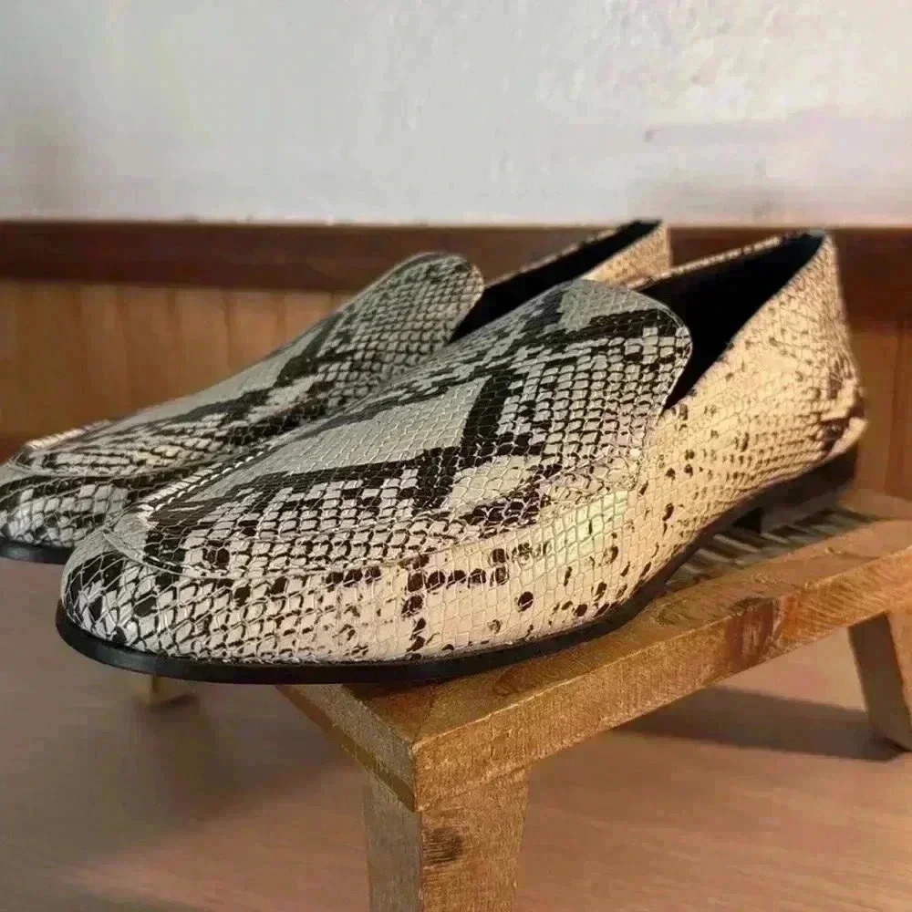 Vince Camuto Snakeskin Print Leather Loafers - Picture 2 of 9